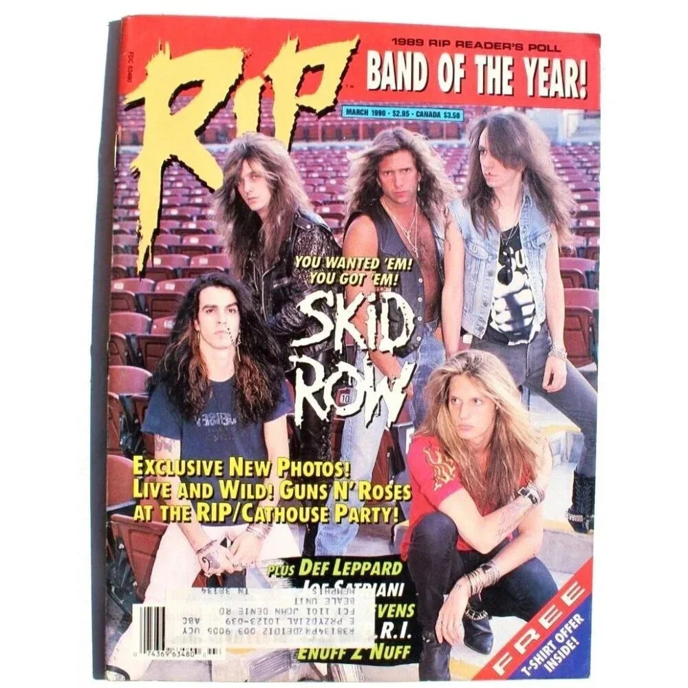 Vtg March 1990 RIP Magazine - SKID ROW Guns N' Roses DEF LEPPARD W/ Centerfold